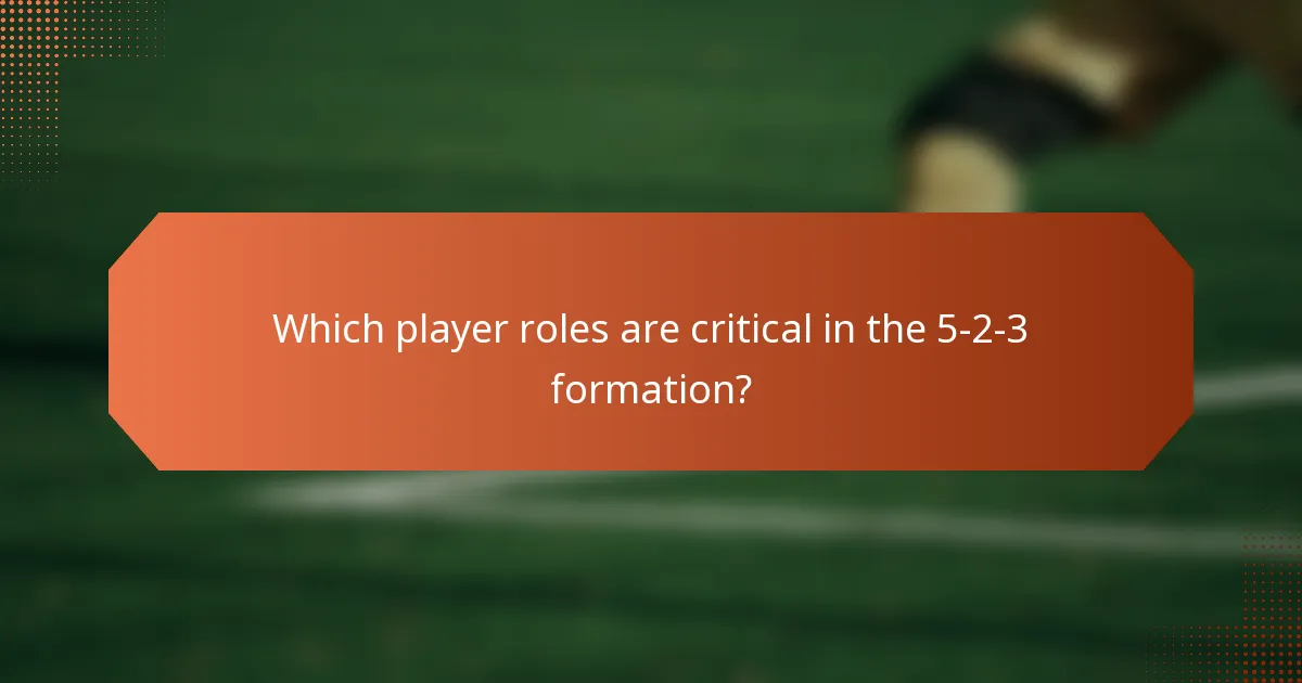 Which player roles are critical in the 5-2-3 formation?